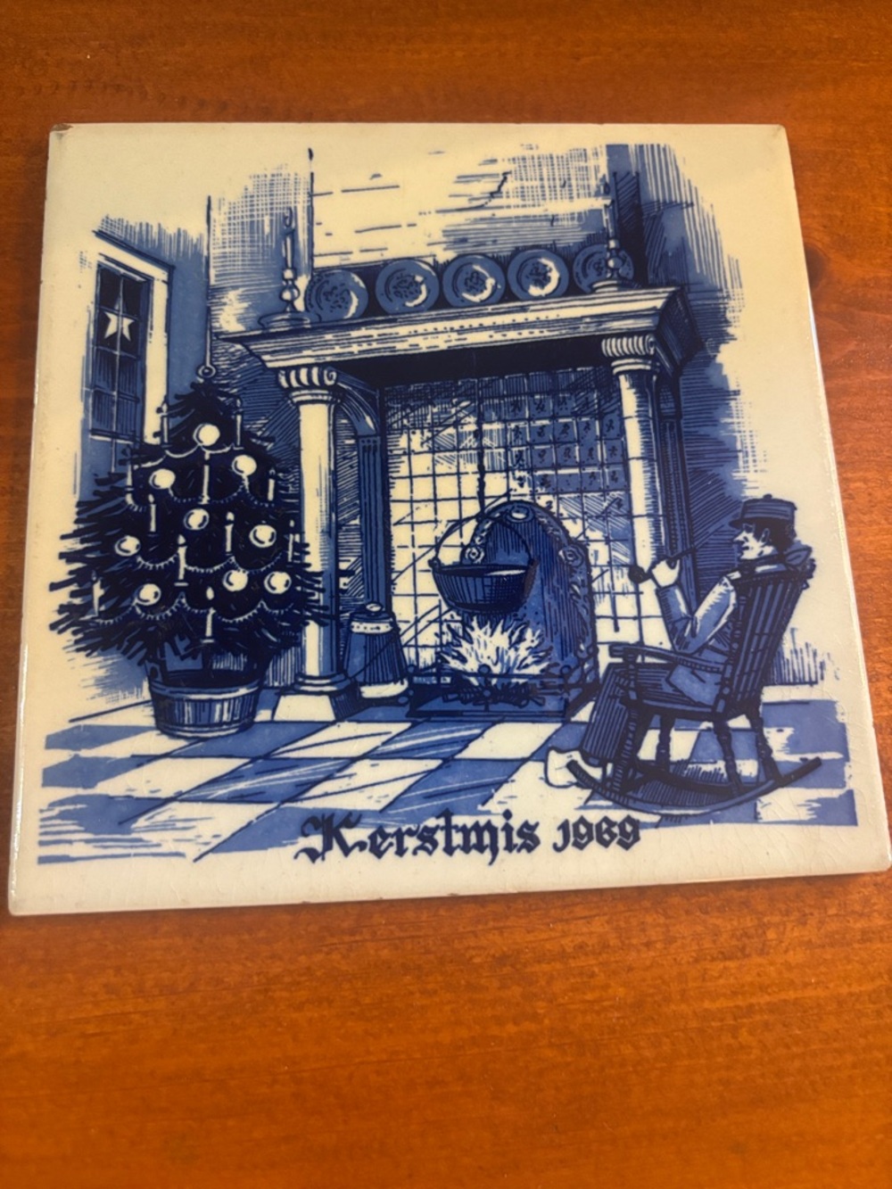 Delft Blue and White Holiday Tile - Kerstmis 1969